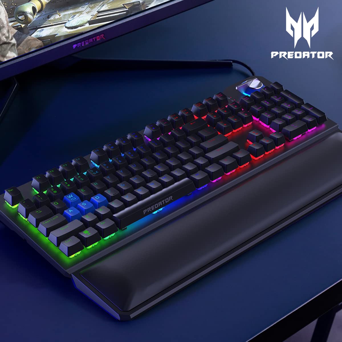 Acer Predator Aethon 700 Gaming Keyboard:Clicky or Linear-Your Choice|Per-Key 16.8M RGB Colors Backlighting|Programmable|Dedicated Media Keys & Dial|100% Anti-Ghosting|Magnetic Wrist Rest,(Pack of 1)