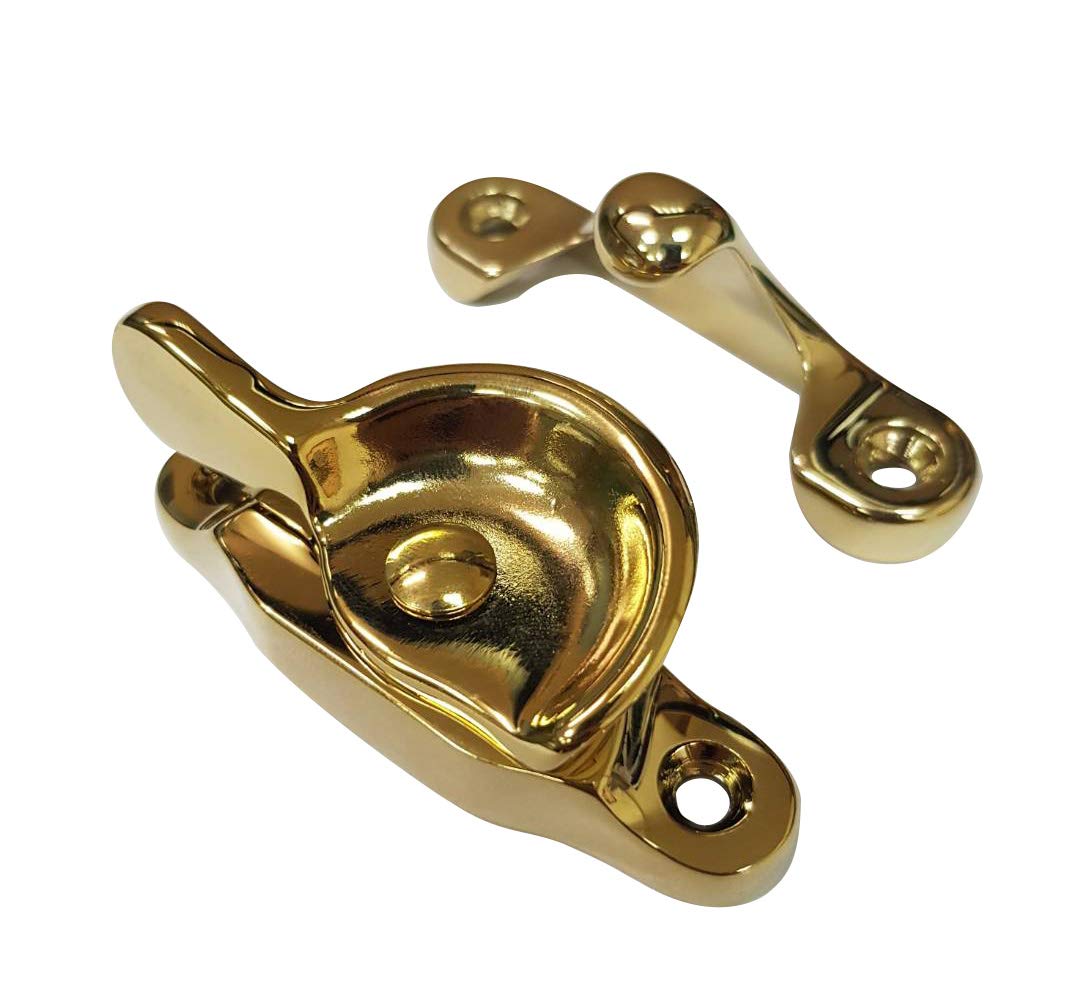 QCAA Forged Brass Sash Lock in Solid Brass, CTC 2", Bright Brass US3, 1 Pack