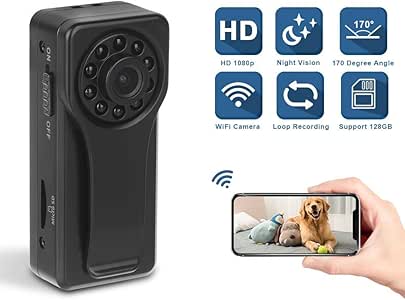 WiFi Hidden Spy Camera, Mini Body Camera 1080P HD Home Security Nanny