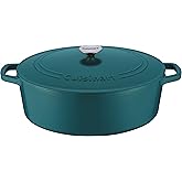 Cuisinart Chef's Classic Enameled Cast Iron Oval Covered Casserole (Teal, 7- Quart)