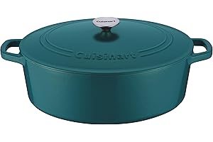 Cuisinart Chef's Classic Enameled Cast Iron Oval Covered Casserole (Teal, 7- Quart)