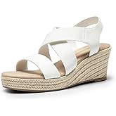 DREAM PAIRS Womens Platform Espadrilles Wedge Sandals, Slip on Elastic Ankle Strap Sandals for Women Casual Dressy Summer