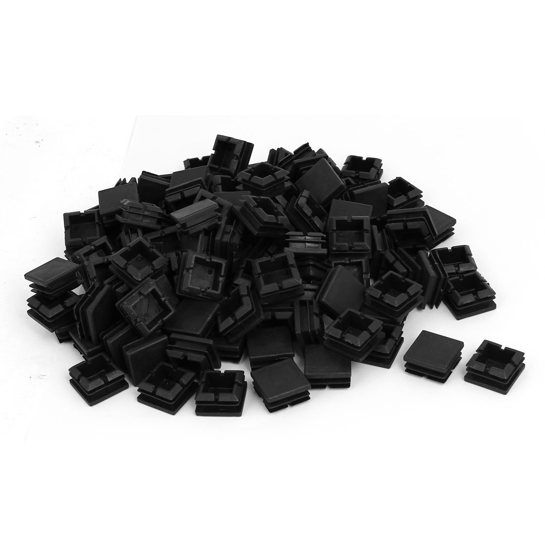 sourcingmap 25mmx25mm Plastic Square Blanking End Caps Tube Inserts with Groove Black 200pcs