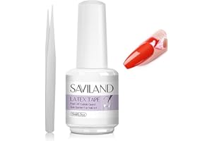 SAVILAND Gel Polish Liquid Latex for Nails: 15ML Nail Latex Peel Off Nail Polish Barrier Cuticle Guard Protector for Airbrush Nail Art Liquid Latex with Tweezers Home DIY Nail Art Salon for Women