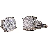 Women Synthetic Diamond Earrings, 18K White Gold Plated Round Square Cubic Zirconia Hypoallergenic Studs Earrings