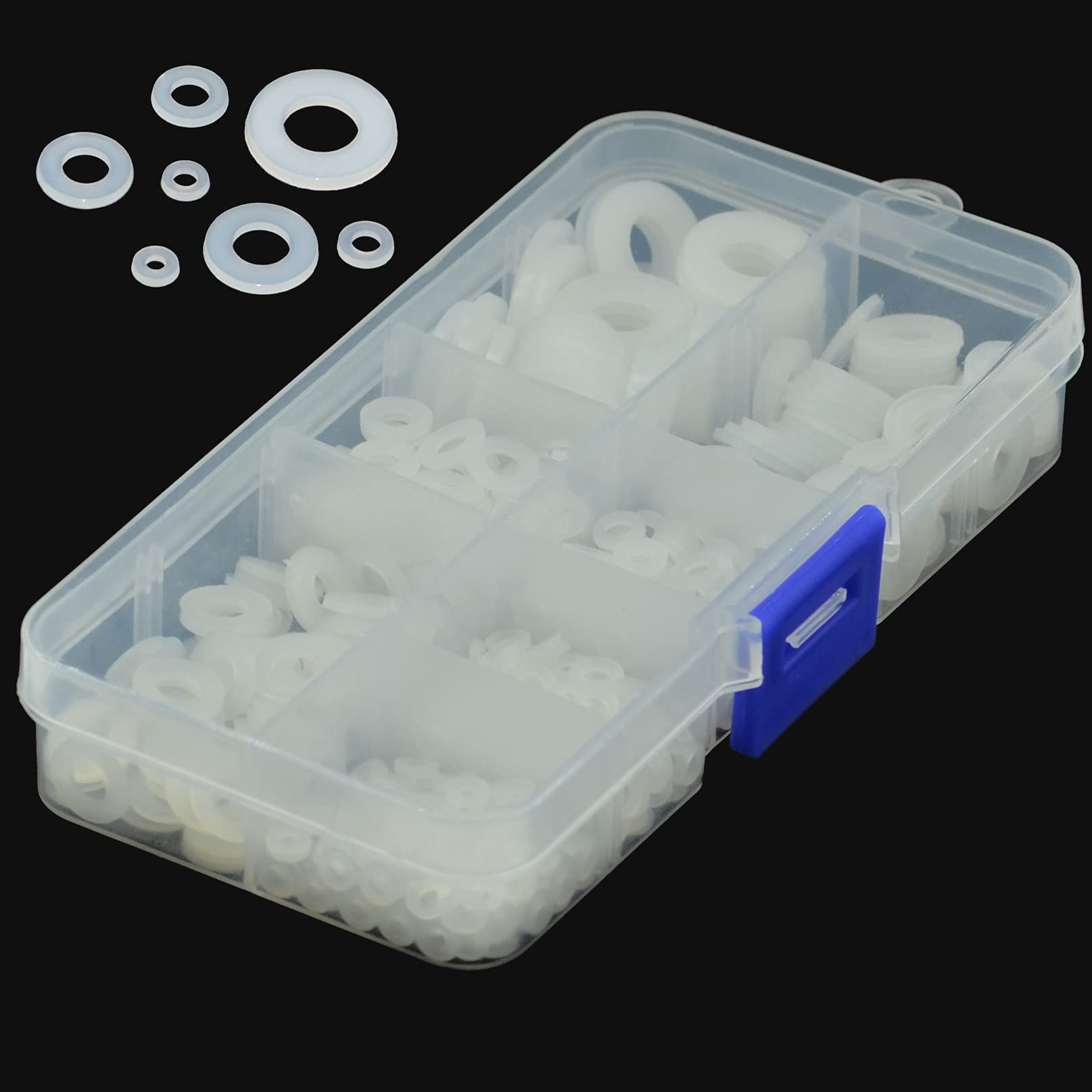 600 PCS M2-M8 Nylon Flat Washers,White Washers,Plastic Washers,Nylon Spacers (White)