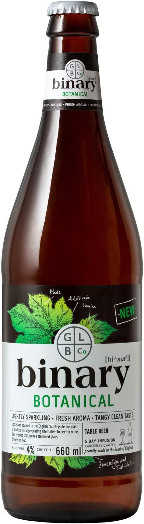 BINARY BOTANICAL - Award winning wine-lovers beer. Tangy, aromatic & brewed for food. Vegan | Gluten Free | 4 x 660ml 4% abv