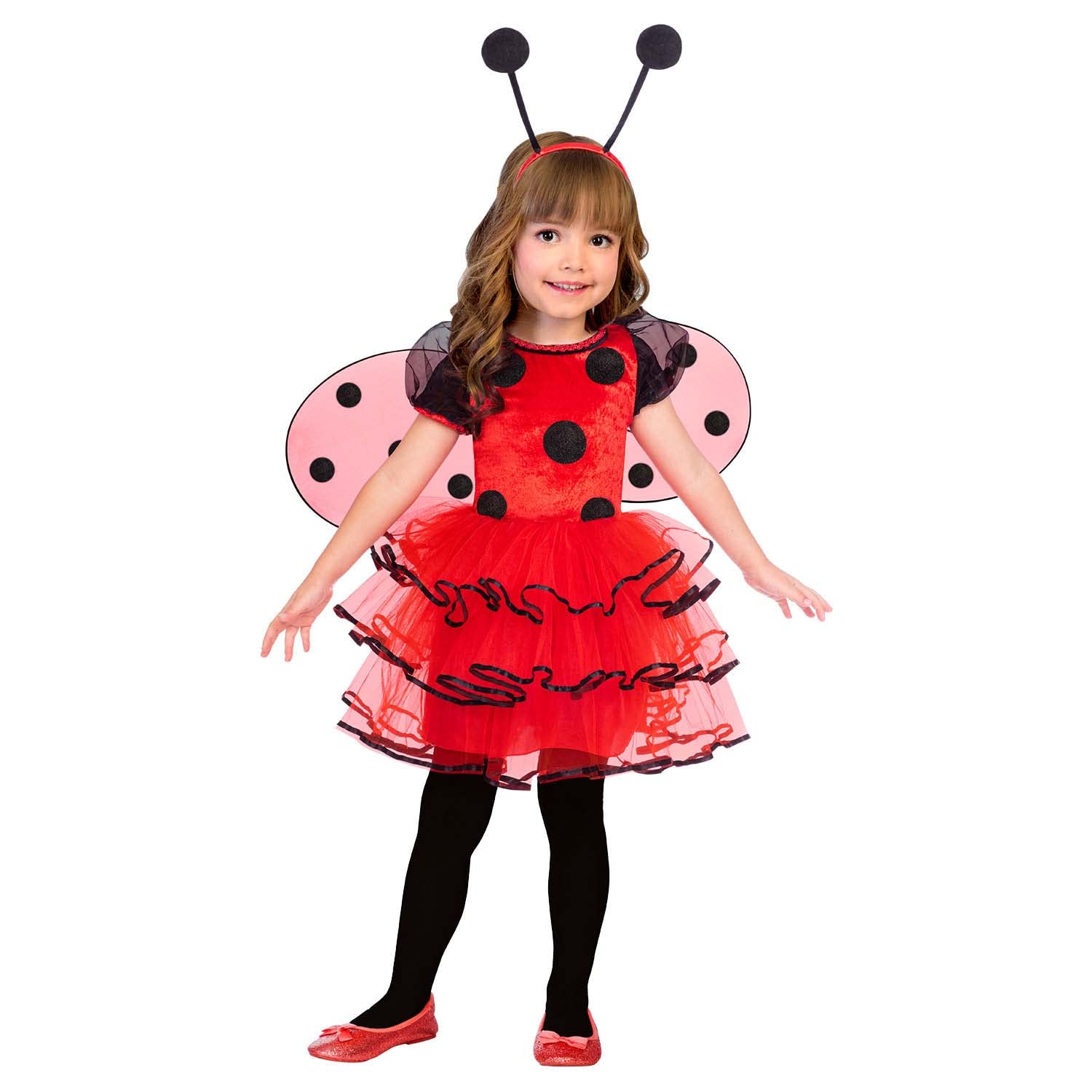 amscan 9915552 - Kids Ladybird Dress with Wings & Antennae Boppers Girls Fancy Dress Costume Age: 6-8 Years