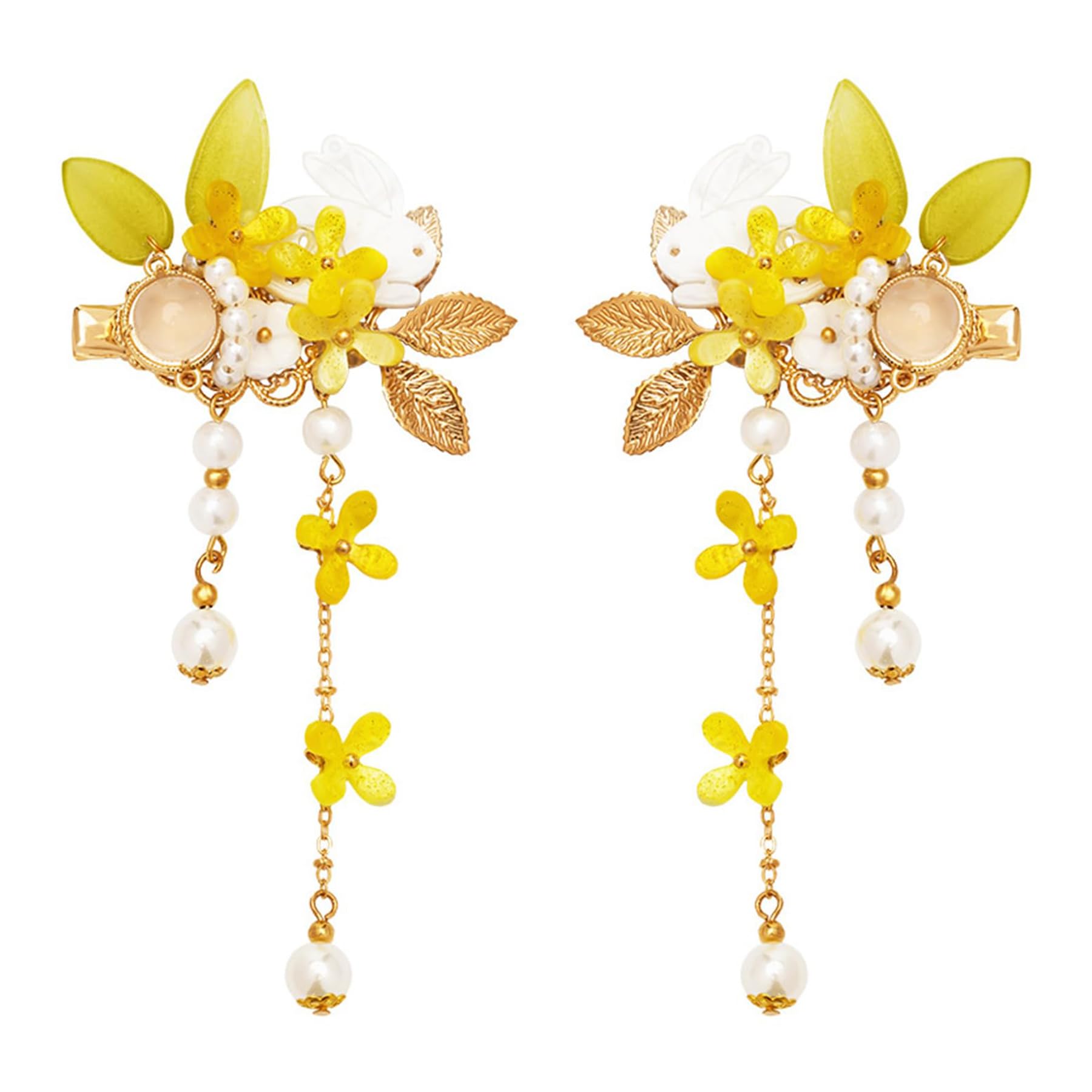 Osmanthus Vintage Flower Accessories - Yellow Hair Clip, Ancient Style Headdress with Tassel