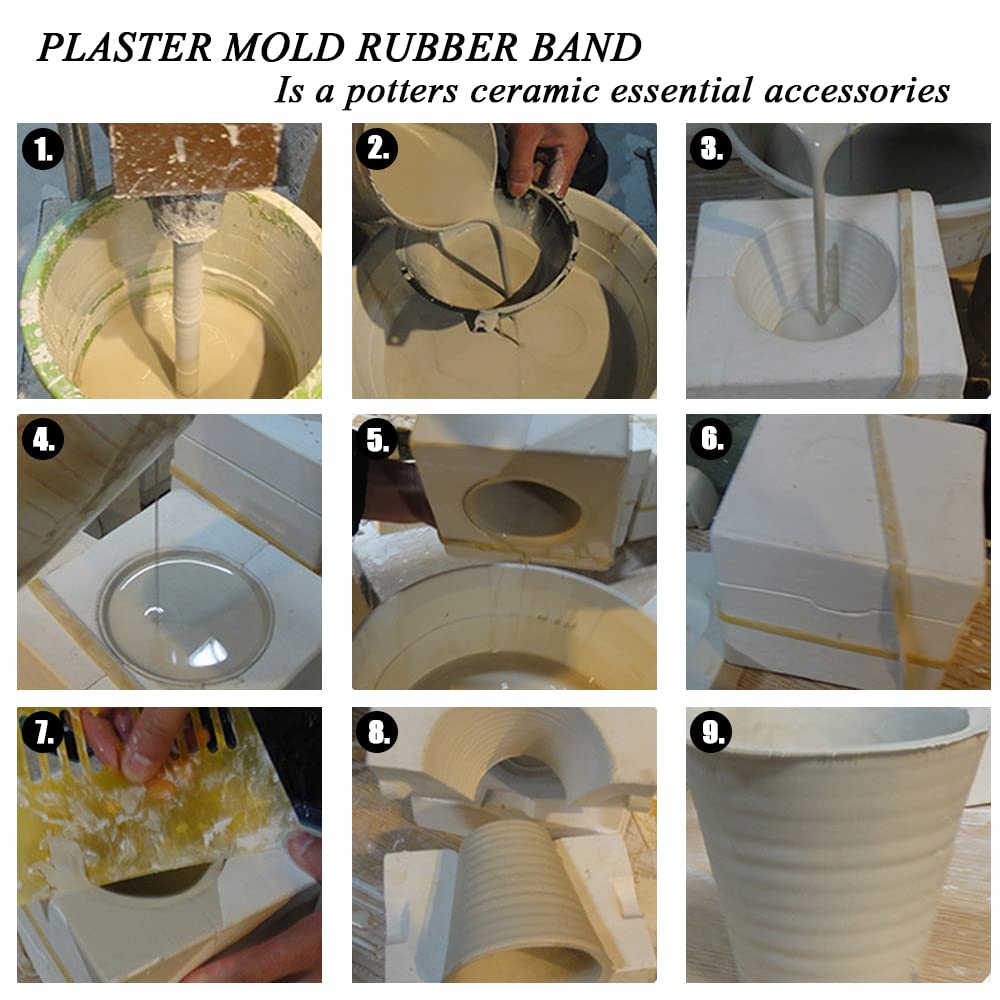 Plaster Mold Rubber Band for Potters Ceramic, Home Crafters - Heavy Duty Fasteners, 10 Pcs (3.9