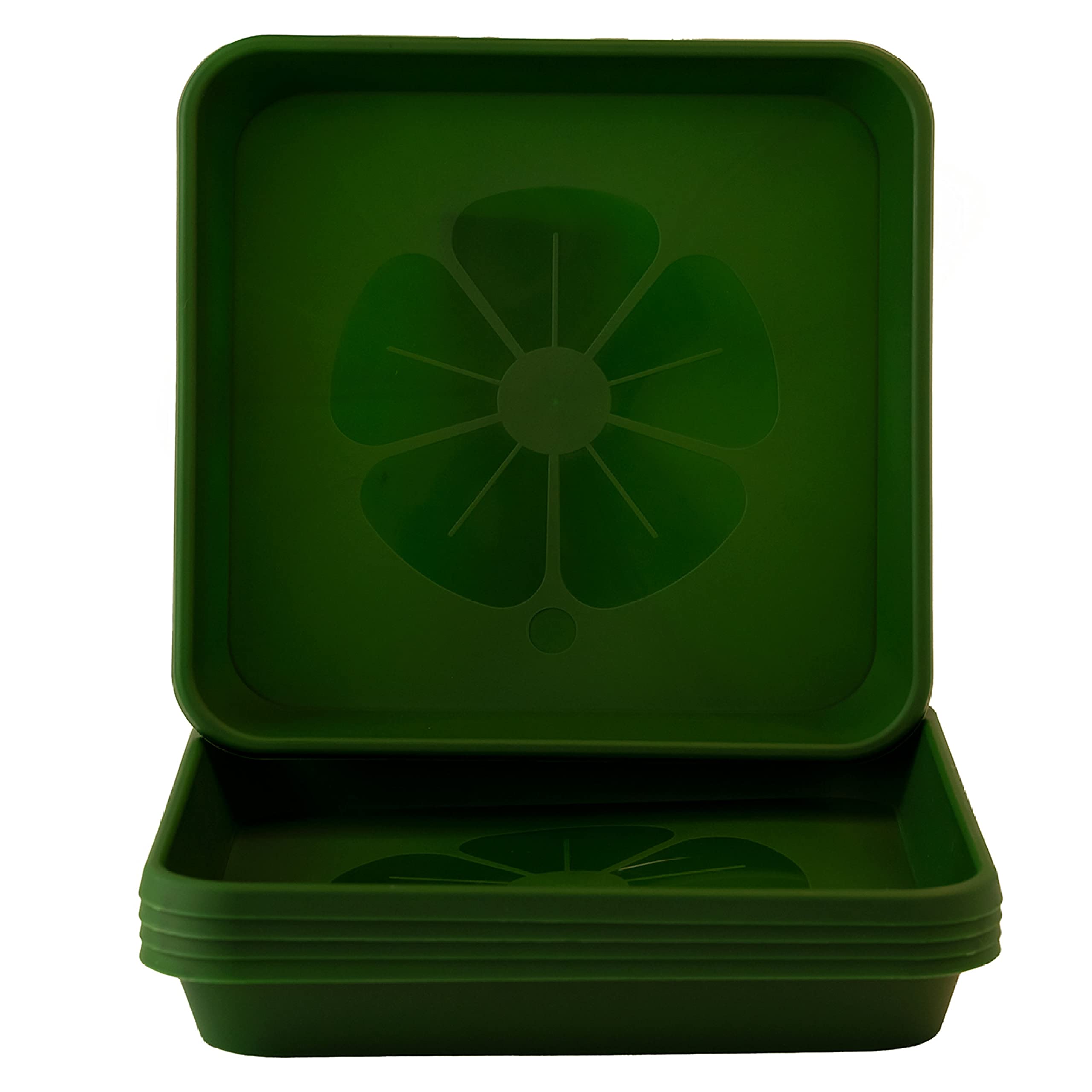 Home Garden Ornaments Plant Pot Saucers Square – 5 Pack Plastic Drip Trays for Indoor & Outdoor Use (Green, 19 cm / 7.5 inch)