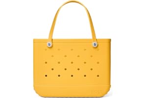 BOGG BAG - Original, Large Tote Bag - Yellow-there, White Buttons - 19in L x 9in W x 14in H - Lightweight, Washable, Durable - All Purpose EVA