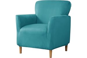 Elehealthy Stretch Chair Covers Banquet Armchair Slipcovers Luxury Velvet Armchair Sofa Covers Chair Slipcover Anti-Slip Furniture Protector for Living Room Friendly for Kids Pets (Blue)