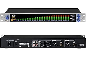 MIZISNR Digital Equalizer for Home Stereo Audio System, Professional 31 Band Dual Channel Graphic Equalizer Music EQ with PC Tuning, Noise Reduction & Spectrum Analyzer Display - 1U Rack Mount, Silver