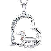 SVODEA Dachshund Necklace 925 Sterling Silver Dog Pendant Necklace Cute Animal Dog Jewelry Gifts for Women