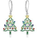 Christmas Earrings Christmas Tree Earrings for Women Dangling Sterling Silver Dangle Holiday Jewelry Xmas Gifts for Women