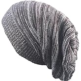 6LK Slouchy Beanie Hat for Men Women Long and Oversized Stretch Knit Skull Cap for Winter