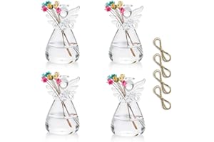 Sziqiqi Clear Glass Guardian Angel Vases Bulk for Hanging Vases for Buds Cuttings Greenery Hydroponic Plant Containers Room Ornaments Bautizo Decorations 3.5inch/4Pcs