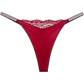 LuvNaja Lace Thongs for Women with Rhinestone Strap,Sexy Underwear,Seamless G-string,Breathable Panties