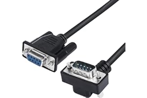 RIIEYOCA 90 Degree DB9 RS232 Serial Cable, Up Angle DB9 Male to Female Adapters Cable for Data Communication 0.5M (Up)