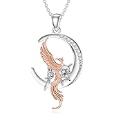 LWXIE Diamond Phoenix Necklace for Women 925 Sterling Silver Phoenix Pendant Necklace Good Luck Animal Jewelry Gifts for Women