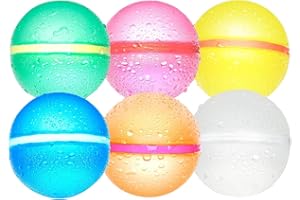BADHACK 6 Pack Reusable Water Balloons For Kids, Summer Pool Beach Party Game Toys for Boys and Girls, Quick Fill Splash Balls Bomb Supplies Outdoor Activities