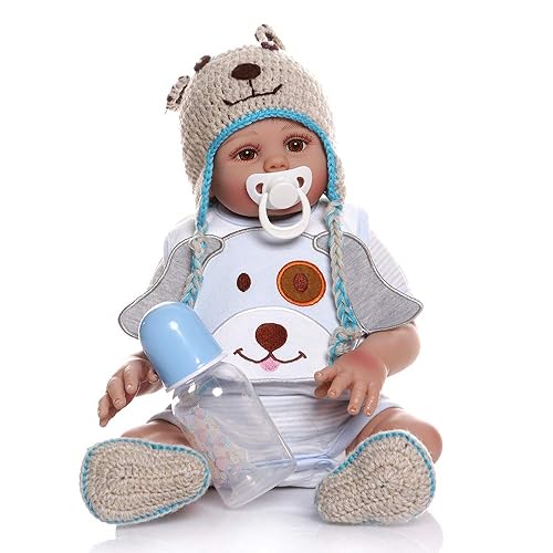 Anano Lifelike Reborn Baby Dolls Boy Girl 22 Inch Realistic Silicone Baby Doll Real Life Like Newborn Baby Dolls Handmade Soft Body with Clothes Toys