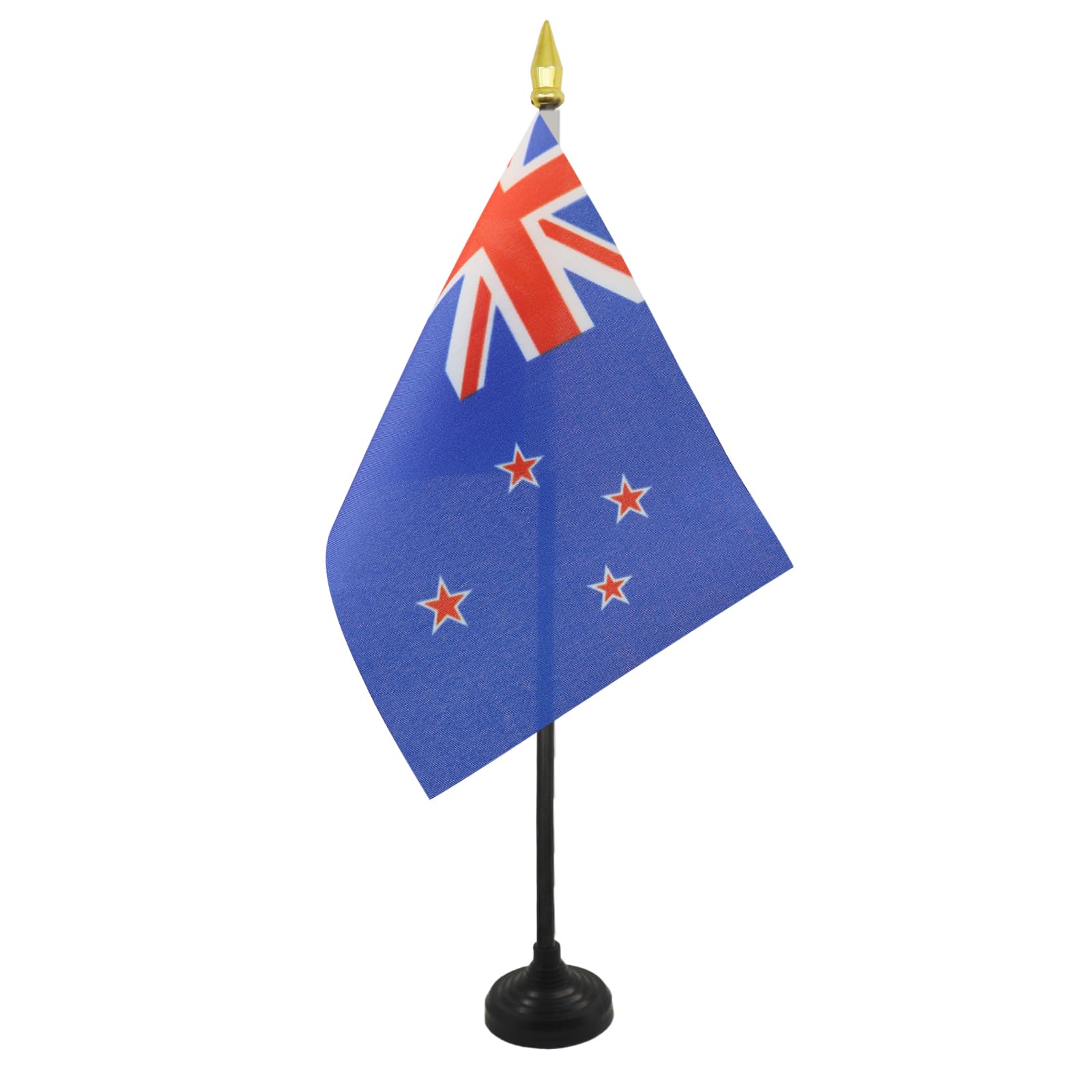 AZ FLAG - New Zealand Table Flag 4'' x 6'' - New Zeleander Mini Desk Flag 100% Polyester 15 x 10 cm - Office Mini Banner with 10'' Pole - Golden Spear