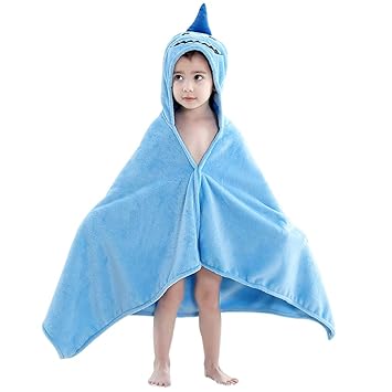 Amazon Com Michley Baby Hooded Animal Bath Towels Ultra Soft Large Swimming Beach Bathrobe Perfect Shower Gifts For Toddlers 0 5t Shark Baby
