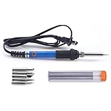 GLE2016 Electric Soldering Iron Kit 60W Adjustable Temperature Welding Soldering Iron with 5pcs Different Tips, 1 Solder Wire 1.0mm Dia. (Soldering Irons)