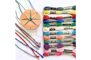 Grow Creative Kumi Wheel, Kumihimo Loom Bracelet Making Kit, Arts and Crafts Kit for Adults and Kids, Natural Materials - Wooden Disk, Cotton Embroidery Threads, Braided Jewelry Making