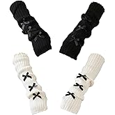 DUOJINSANXI 2Pcs Arm Warmers Y2k Black White Y2k Cute Kawaii Knit Warmers Fingerless Sleeves Fashion Goth Accessories Women