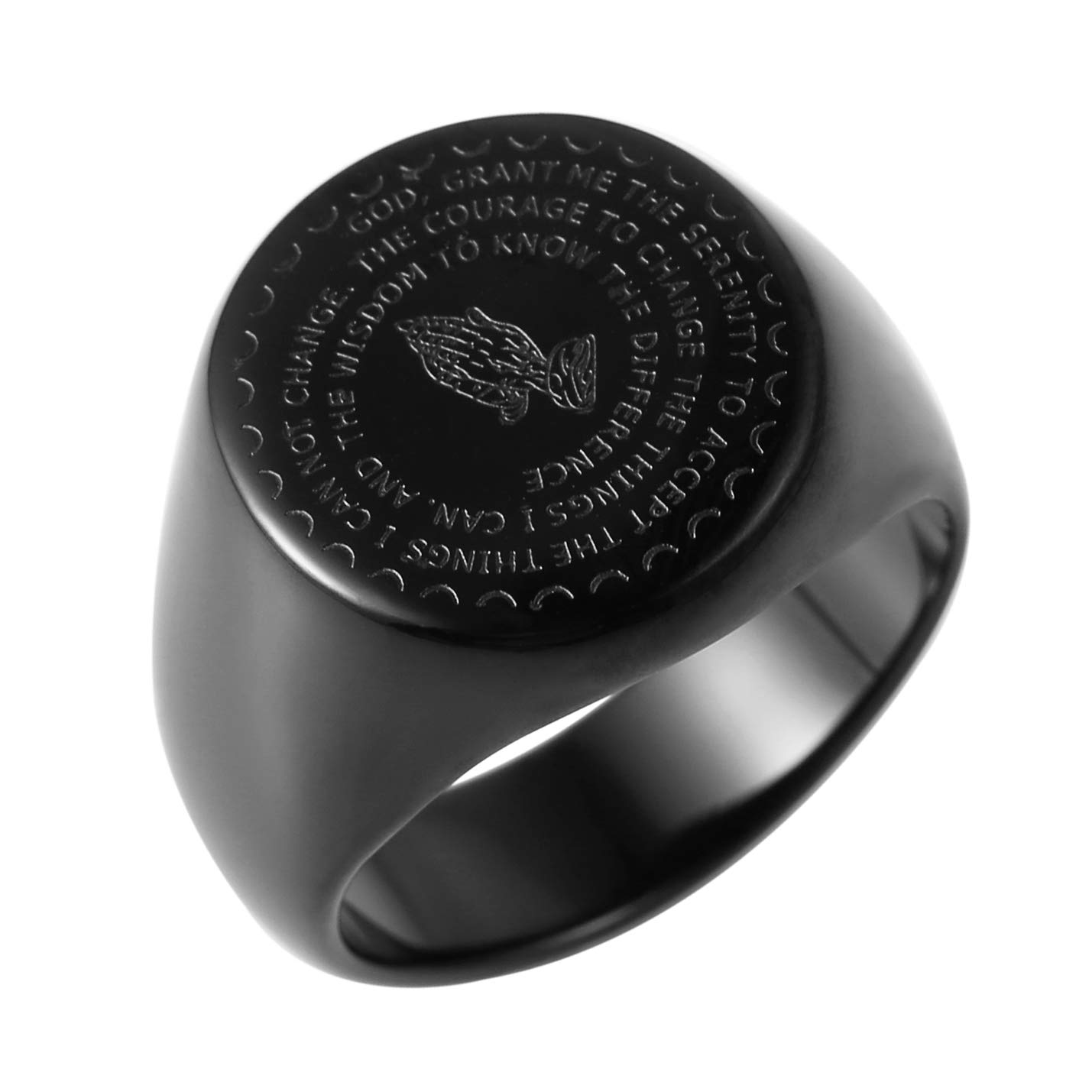 HZMAN Bible Verse Prayer Rings Christian Jewelry Silver/Gold Stainless Steel Praying Hands Bands