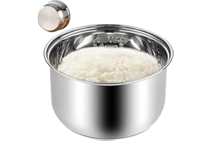 Rice Cooker Inner Pot, 3L Stainless Steel Rice Cooker Replacement Pot with Scale Conduction Thick Dishwasher Safe for Home Re