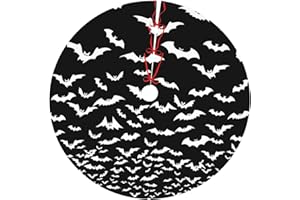 JIEKENMO Halloween Night Bats Black White Spooky 36 Inch Christmas Tree Skirt Carpet Mat Funny Party Soft Cover Mat Decor Supplies for Xmas Halloween Decorations Occasion Farmhouse