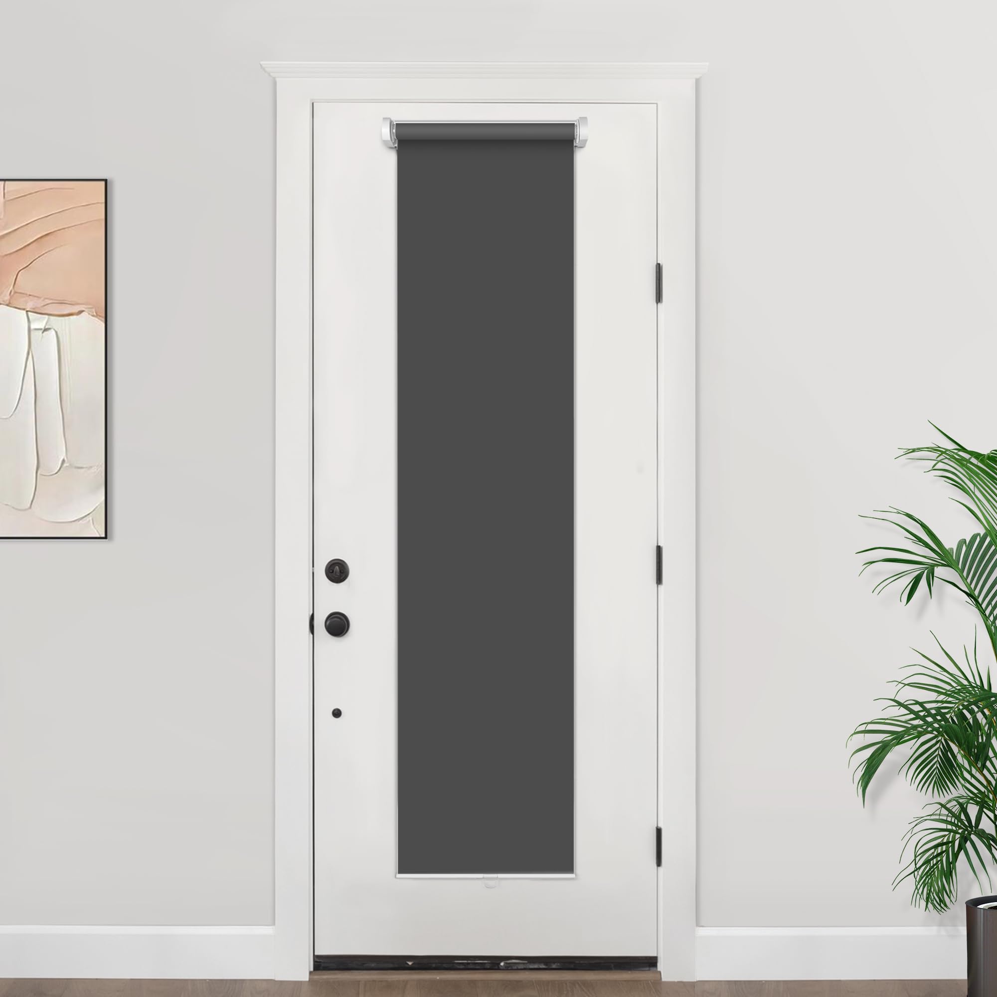 Photo 1 of LazBlinds 100% Blackout Cordless Roll Up Blinds, Thermal Insulated Light Blocking Shades for Front Door & Patio Sidelight, 14'' W x 70'' L, Black, 1Pcs