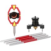 SP063A Mini Prism with 0mm Offset &amp; MPT02 Tribrach &ndash; 25.4mm Copper-Coated Prism, 4-Section Telescopic Pole (Extends to 1.2m), Tripod Mount Compatible for Land Surveying