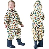Toddler Kids Rain Suit with Hood - Waterproof Coverall One Piece for Kids (1-9 Years)