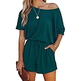 Lacozy Women's 2026 Summer Short Sleeve Off The Shoulder Rompers Casual Shorts One Piece Overall Jumpsuits Dressy