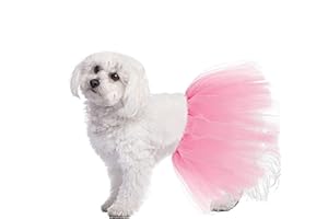 QIANSAIL Dog Tutu Pet Pink Lace Skirt Princess Dress Halloween Costume Cats Outfit Birthday Wedding Party Photo Prop Supplies (Pink)