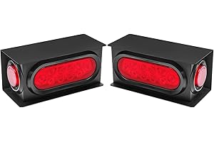 LIMICAR Steel Trailer Lights Boxes Housing Kit with 6 Inch Oval Red LED Trailer Tail Lights 2 Inch Round Red LED Side Marker Clearance Lights, Included Grommets Wire Pigtails Connectors