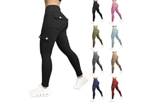 Butt Lifting Leggings for Women High Waist Tummy Control Yoga Pants Cargo Pant Workout Gym Pants with Flap Pockets