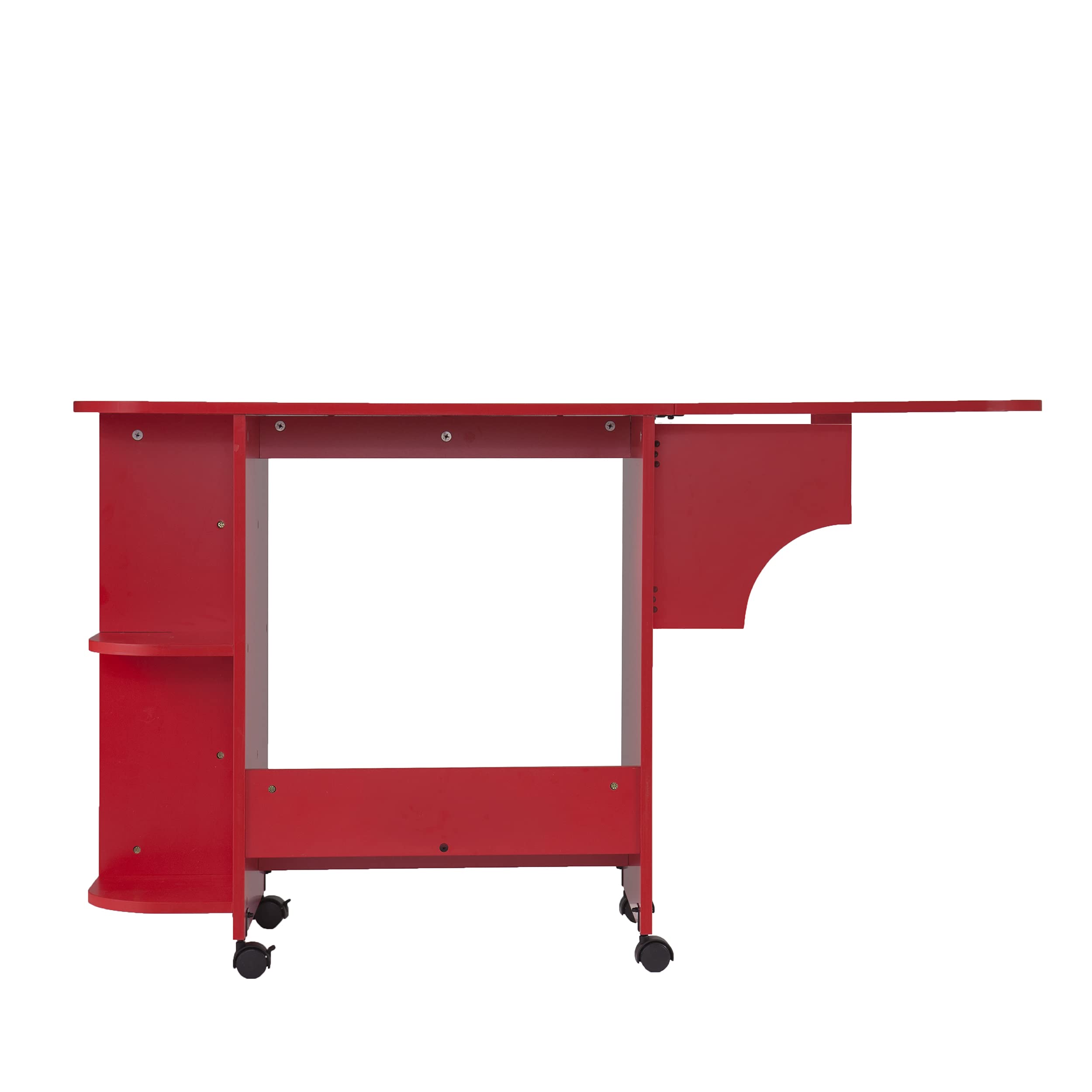 SEI FURNITURE Southern Enterprises Expandable Rolling Sewing Station Craft Table, Red