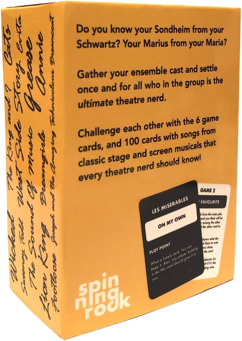 spinningrock 100 Songs Every Theatre Nerd Should Know - Ultimate Musical Theatre Card Game - Classic Deck - Image 3