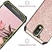 BENTOBEN Phone Case Compatible with Moto Moto G4 Plus Case, 2 in 1 Luxury Glitter Bling Hybrid Hard Cover Laminated with Sparkly Shiny Faux Leather Shockproof Bumper Protective Case, Rose Gold