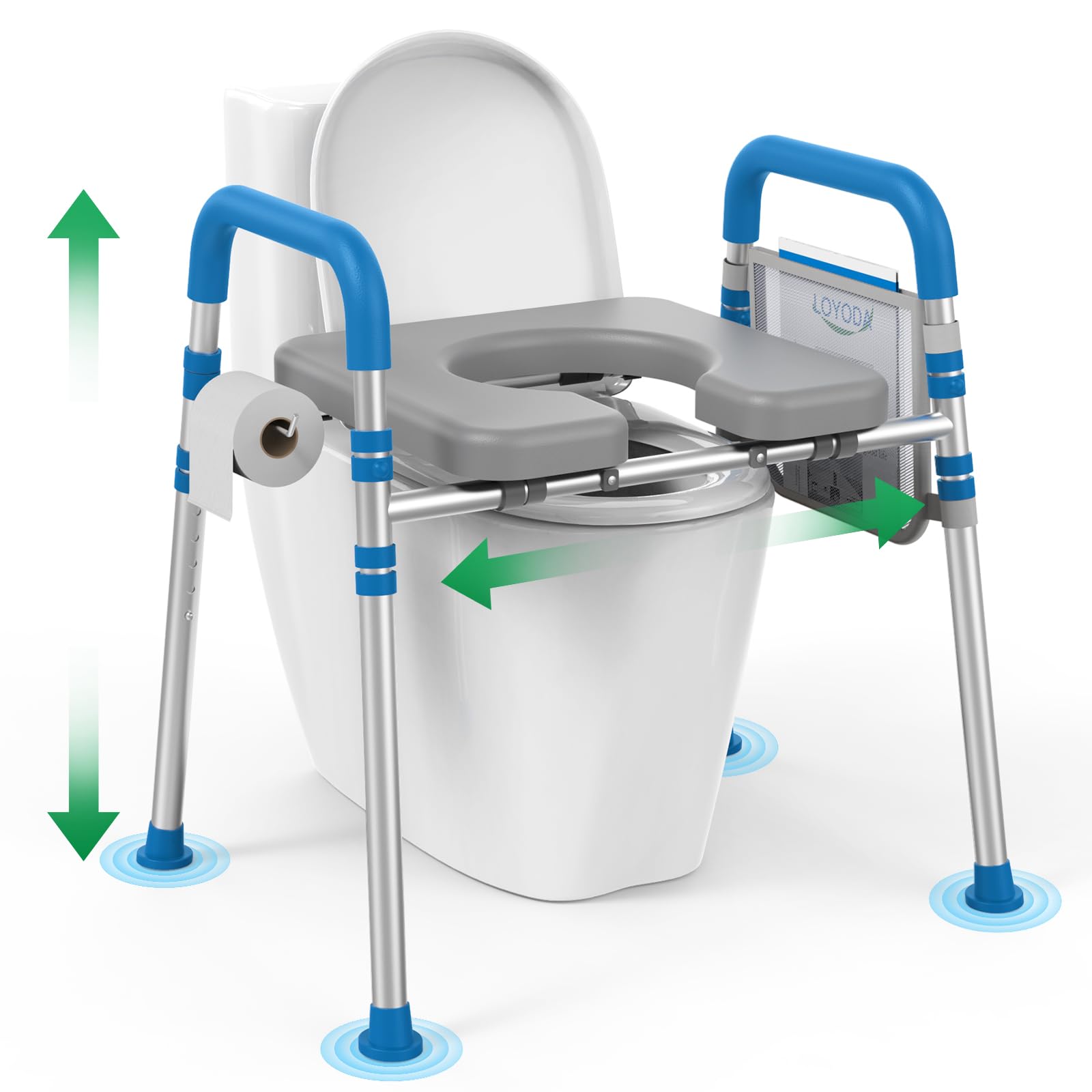 Photo 1 of Loyoda Raised Toilet Seat with Handles, Padded Toilet Seat Risers for Seniors, Adjustable Height & Width Toilet Riser, Handicap Elevated Toilet Seat 500lb, Fit Any Toilet