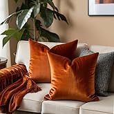 Burnt Orange Throw Pillow Covers 20x20 Set of 2 Fall Autumn Decorative Soft Velvet Pillow Covers for Couch and Bed