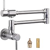 Pot Filler Faucet Brushed Nickel, ALEASHA Solid Brass Made Pot Fillers,Heavy Duty Wall Mount Folding Faucet for Kitchen