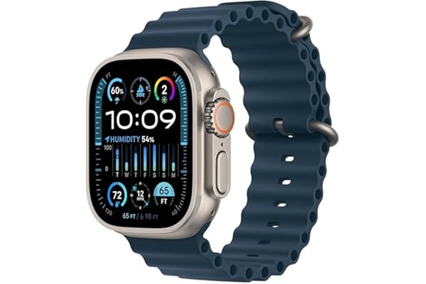 Apple Watch Ultra 2 [GPS + Cellular, 49mm] - Titanium Case with Blue Ocean Band, One Size (Renewed Premium)