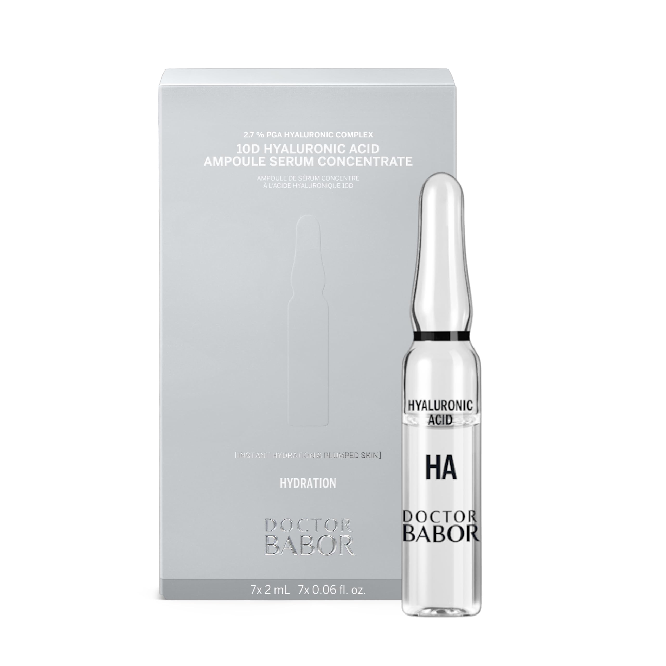 DOCTOR BABOR 10D Hyaluronic Acid Ampoule Serum Concentrate| Intensive moisturiser with 10 types of hyaluronic acid for a radiant complexion | serum for all skin types | vegan | 7x2ml
